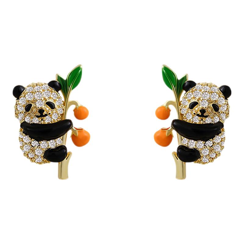 小巧精致熊猫耳钉女新款