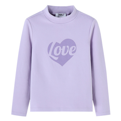 安奈儿童装女童长袖T恤中领针织T恤2025冬双面绒感保暖锁温仿德绒