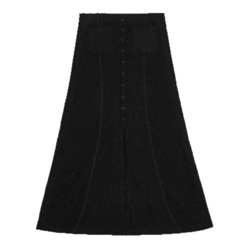 SANDRO2025秋冬女装法式优雅黑色开合口袋前开衩长款针织半身裙,女装/女士精品,半身裙,淘宝优惠券,粉丝福利购,淘宝优惠卷