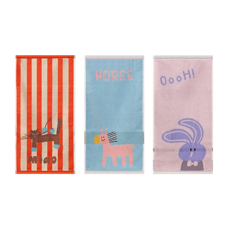 洁丽雅纯棉儿童毛巾2025新款全棉吸水洗脸家用宝宝洗漱巾卡通面巾