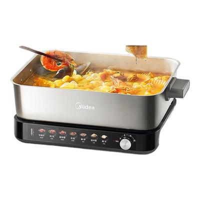 美的电热火锅零涂层不锈钢电炒锅家用多功能2025新款电煮锅分体式