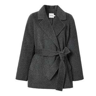 女装 2024新款 双排扣翻领一手长双面呢大衣90124340831 冬季 红袖