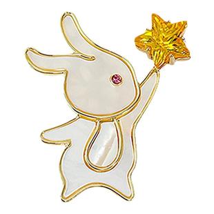饰设计感小众高档金属别针高级配饰 日系卡通可爱兔子星星胸针女装
