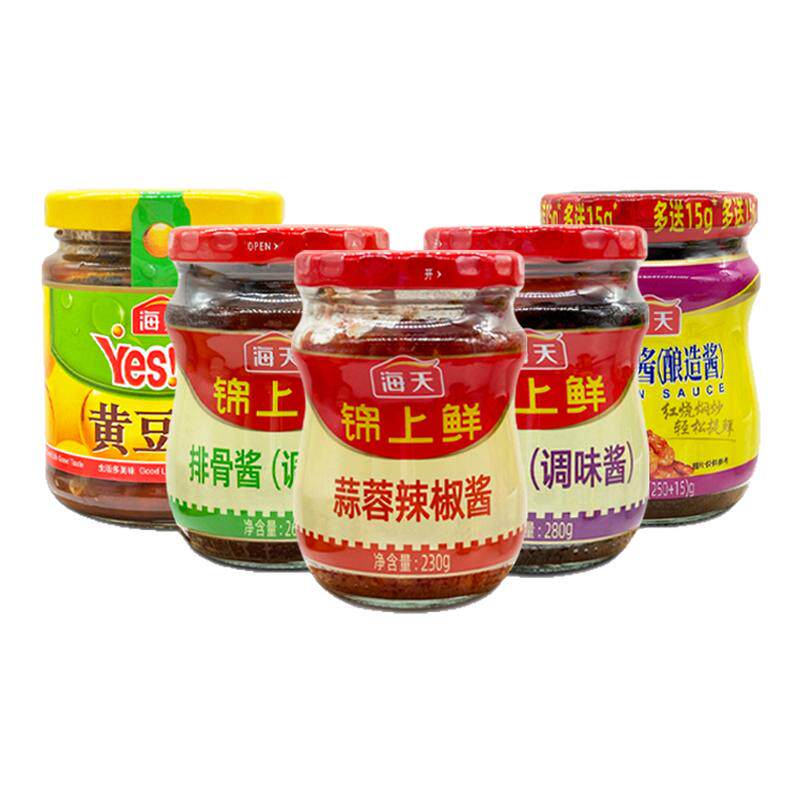 海天锦上鲜排骨酱230g黄豆酱叉烧酱蒜蓉辣椒酱烤肉黄焖红烧海鲜
