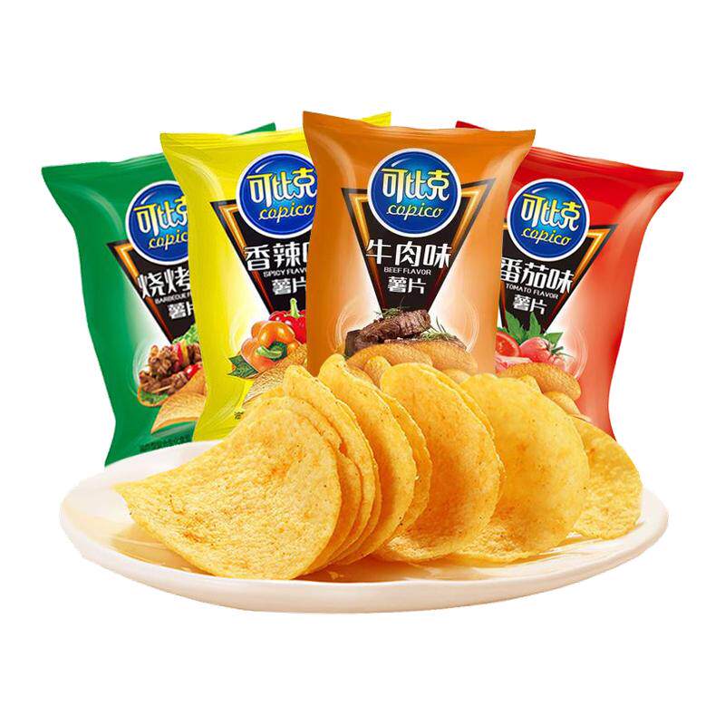 可比克薯片袋装32g小包装整箱学生宿舍儿童零食番茄味香辣土豆片