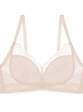 爱美丽内衣无钢圈大胸包容显小洞洞杯蕾丝薄杯全罩杯文胸IM17AWS1