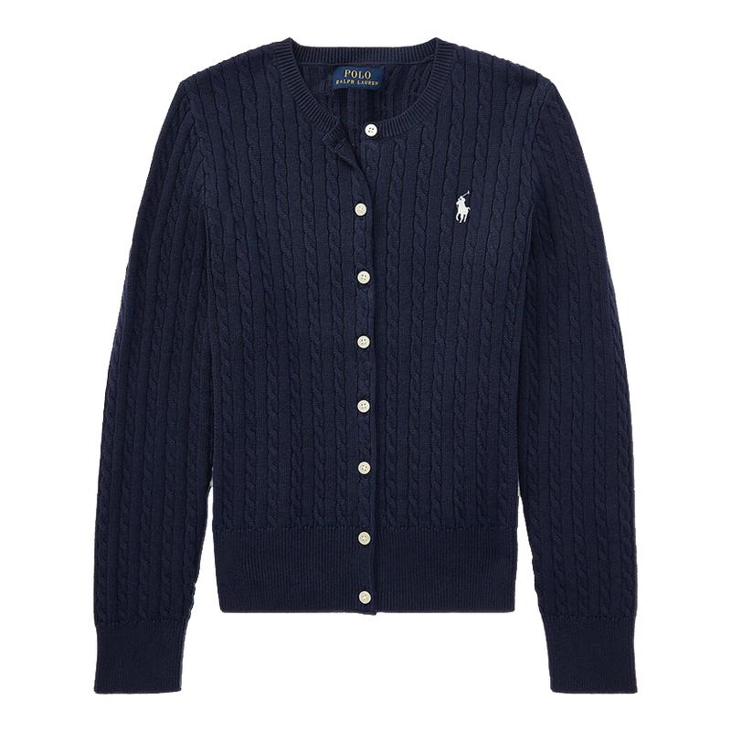 拉夫劳伦针织衫女大童绞花棉开衫