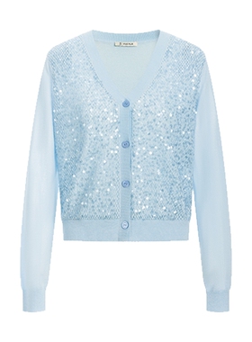 FIVE PLUS春日甜美慵懒V领通勤约会短款针织开衫2026新款女春装