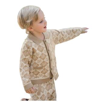 Manxi children's clothing children's sweater wool cardigan knitted jacket boys and girls 2025 new autumn baby suit Manxi children's clothing children's sweater wool cardigan knitted jacket boys and girls 2025 new autumn baby suit