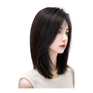 假发全头套女中长发真人发丝高层次短发锁骨发减龄自然整顶假发套