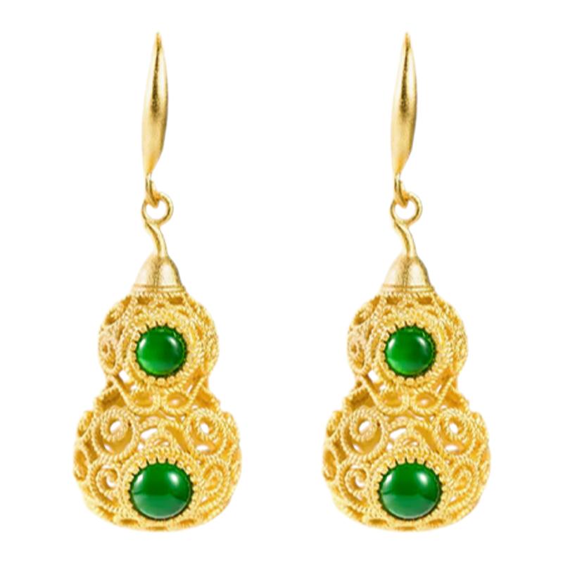 金色镂空葫芦耳环女新款