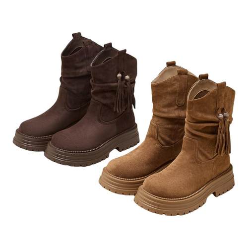 exull/依思Q2025秋季美拉德靴子女短靴英伦风马丁靴女复古堆堆靴