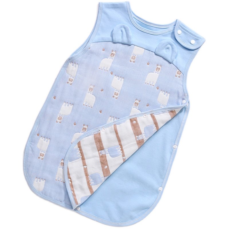 宝宝纱布睡袋新生婴儿夏季薄款空调房纯棉儿童春秋防踢被神器背心