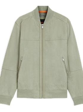 【羊皮革 绒面质感】BOSS博斯 男士25秋季新款棒球领夹克皮衣