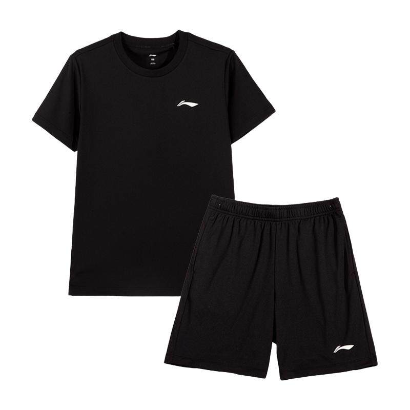 李宁儿童速干套装男童运动T恤夏季透气短袖短裤中大童休闲两件套