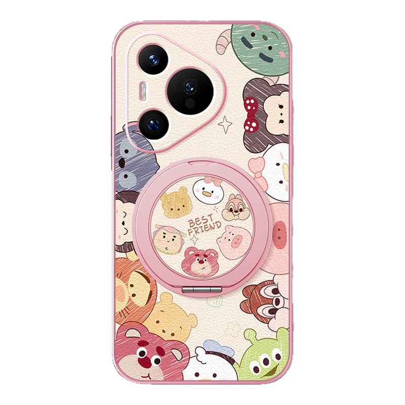 适用华为pura70pro手机壳女款pura70ultra带磁吸旋转支架全包p60防摔p50硅胶p40pro+卡通p30新款外壳动物家族