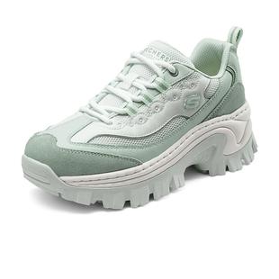 斯凯奇新年奶油蜜糕鞋春季女厚底增高老爹鞋红色休闲运动鞋熊猫鞋