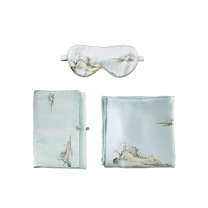 苏州博物馆 太湖雪联名真丝旅行套装眼罩丝绸枕套礼盒送闺蜜礼物