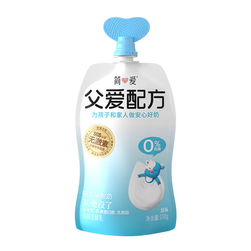 简爱父爱配方0%蔗糖原味吸吸袋酸奶100g控糖无添加剂低温酸奶