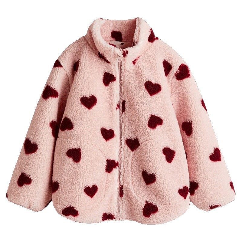 HM童装女童外套冬季立领泰迪绒冬装保暖拉链夹克1306338,童装/婴儿装/亲子装,普通外套,淘宝优惠券,粉丝福利购,淘宝优惠卷