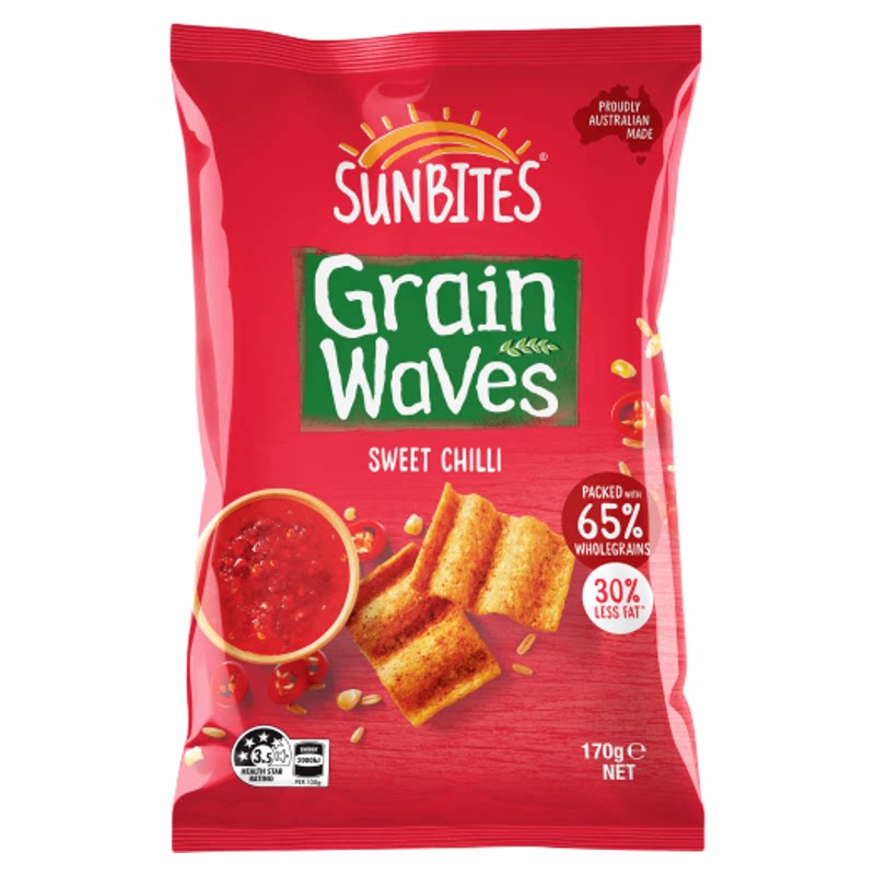 SUNBITESGrain Waves sweet chilli澳大利亚甜辣味波浪型谷物薯片