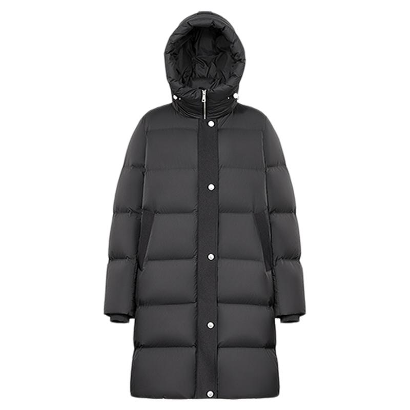 波司登连帽中长款羽绒服外套