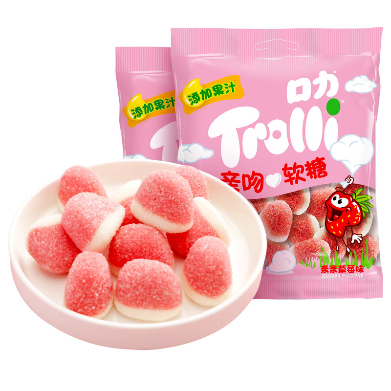 Trolli口力口力亲吻软糖亲亲草莓味糖果零食网水果qq糖果圣诞礼物