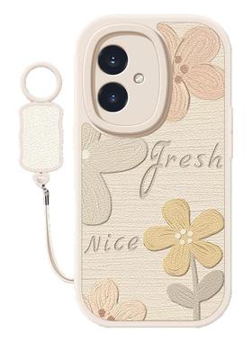 油画花瓣适用荣耀300pro新款手机壳华为荣耀200挂绳荣耀100/90gt/80/70/60防摔小羊皮v20/v30/v40轻奢版女款