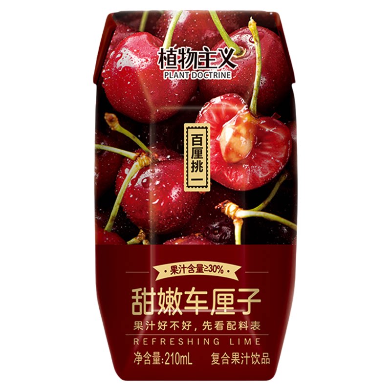 鲜嫩车厘子果汁饮料甜嫩多汁车厘子果汁便携果汁饮料整箱210ml*12