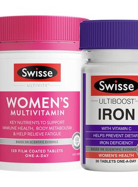Swisse斯维诗女性多种复合维生素ceb族补铁片健康补铁自然好气色