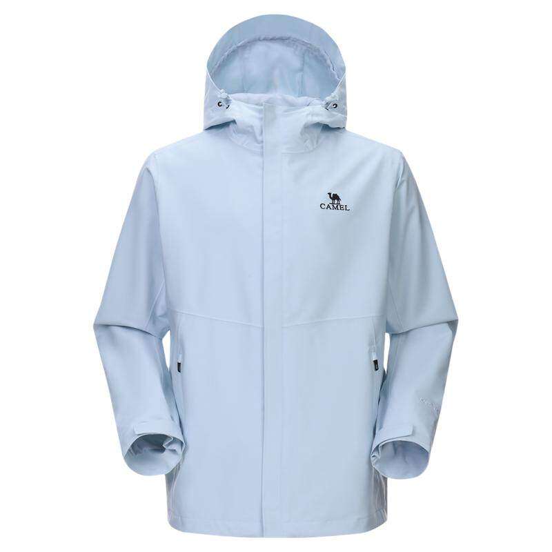 骆驼baby蓝冲锋衣女2026春夏新款户外运动硬壳防风防水登山外套男
