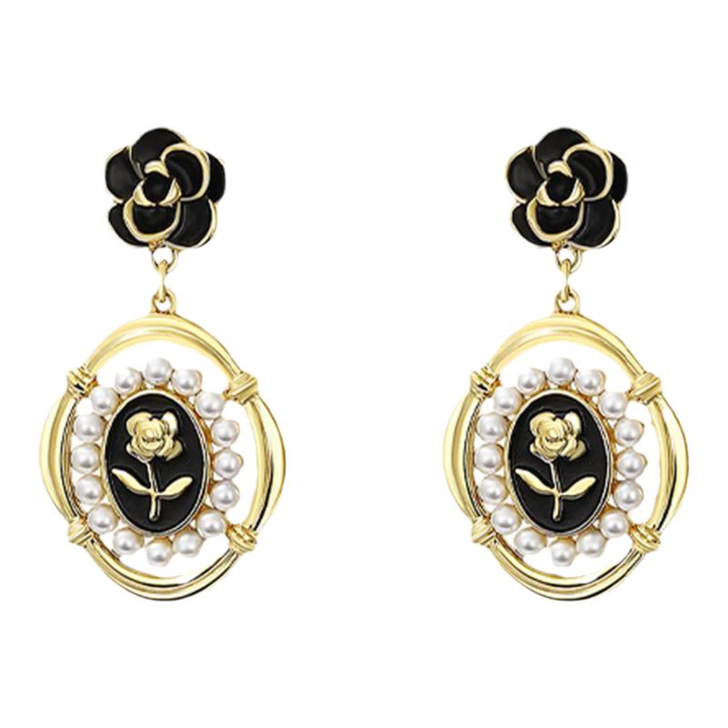 复古花朵耳环女法式气质