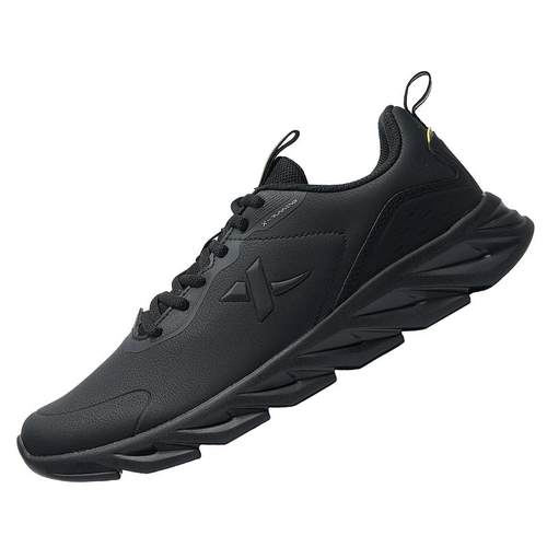 特步男子皮面防波水跑步鞋