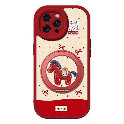 适用苹果16手机壳iphone17ProMax小羊皮15/14新款13/11磁吸旋转支架12女款8plus卡通15pro硅胶xs蝴蝶结马