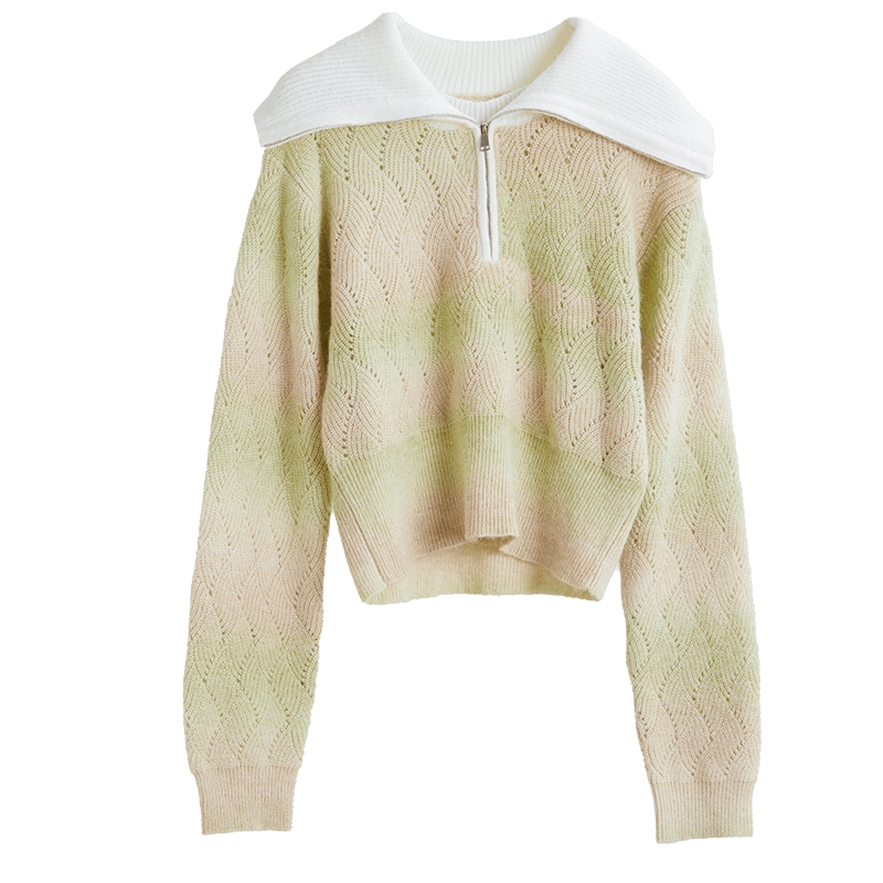 ELLE海军领渐变针织衫