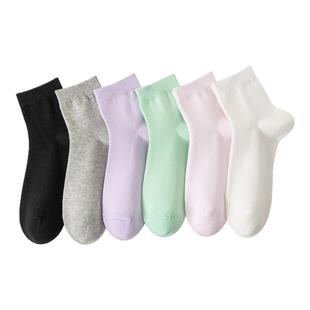 雪翅马袜子女纯棉中筒袜吸汗100%棉袜夏季 女士春秋防臭袜 网眼薄款