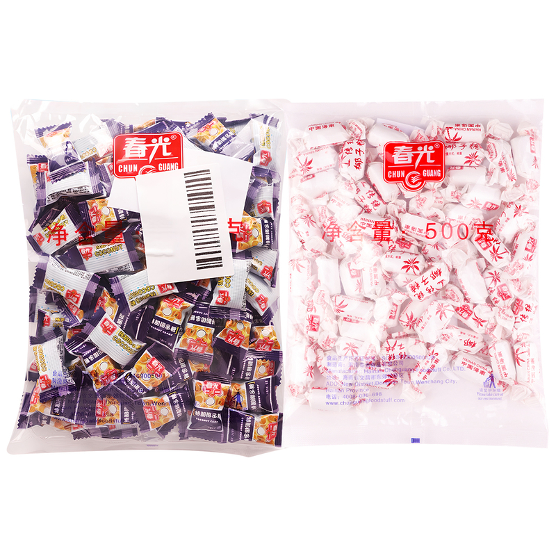春光椰子糖500g袋装海南特产正宗椰子味软糖怀旧糖果零食软糯香甜