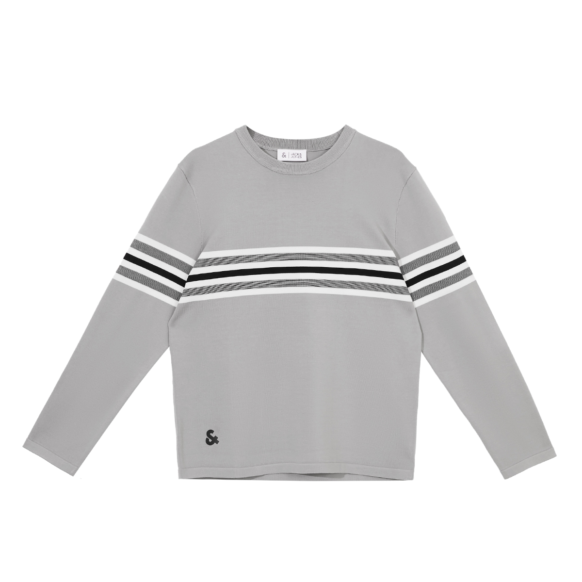 tq区绫致杰克琼斯25春夏男简约撞色条纹圆领针织衫毛衣百搭