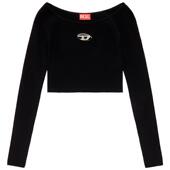 折扣 长袖 DIESEL女士OVAL D黑色短款 修身 针织衫 A141890DLAX