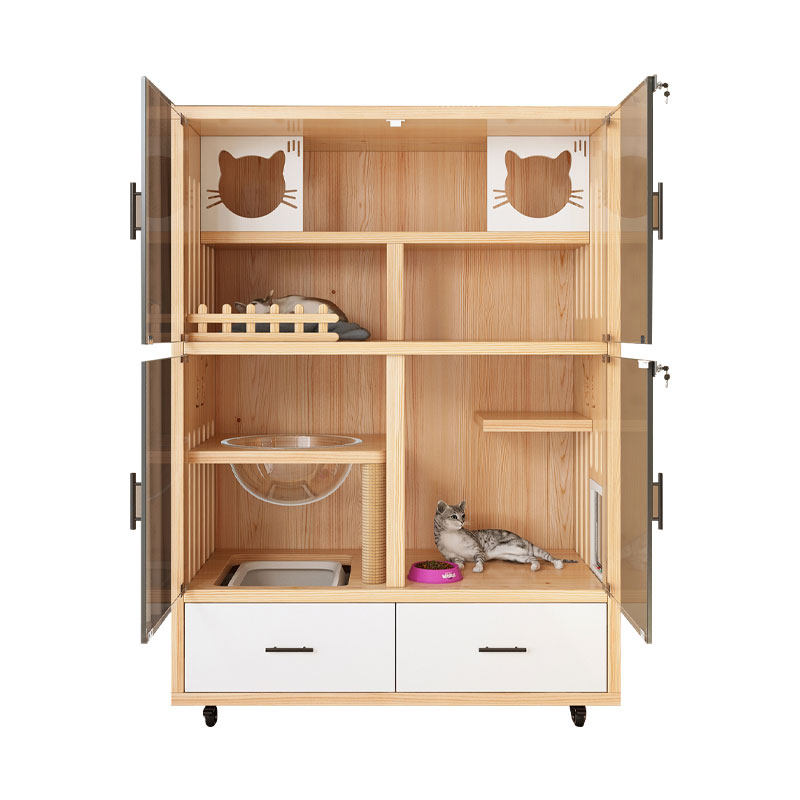 猫笼子猫别墅实木家用室内猫窝超大自由空间猫房猫舍猫咪爬架猫屋