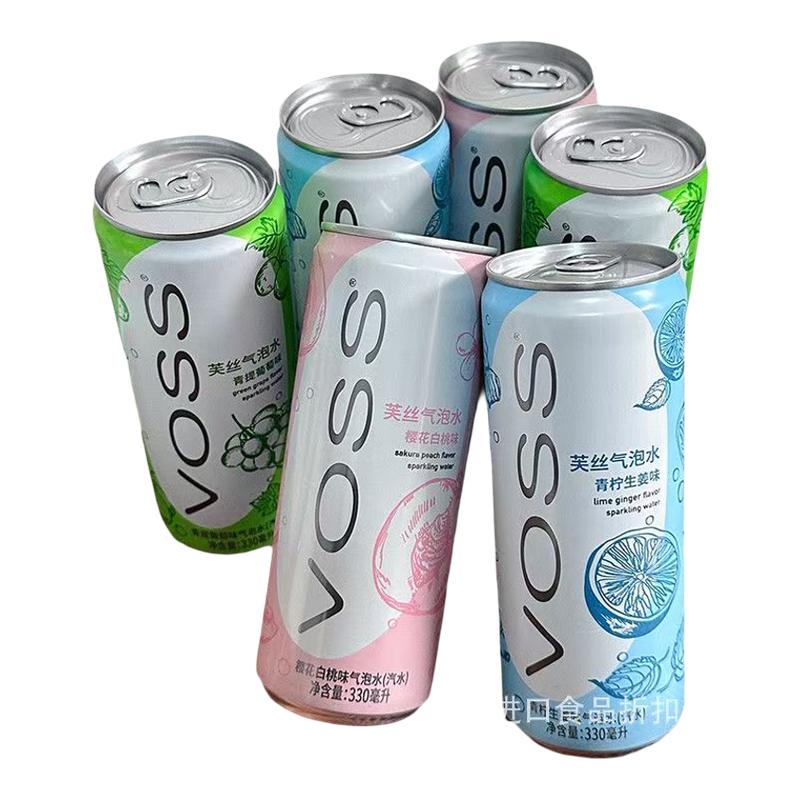 VOSS芙丝330ml*0糖0卡0碳水青提葡萄樱花白桃气泡水罐装青柠生姜