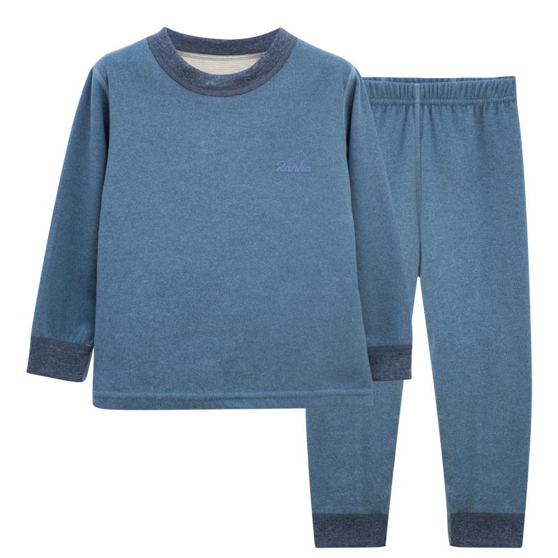 红豆儿童保暖内衣男童女童加厚秋衣秋裤宝宝抑菌羊毛蚕丝睡衣套装