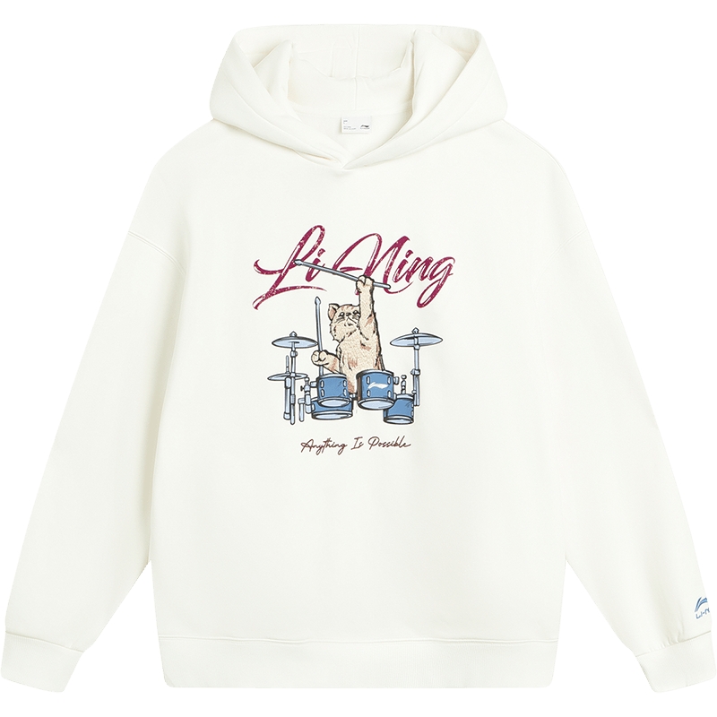 李宁抗菌宽松连帽女套头连帽卫衣