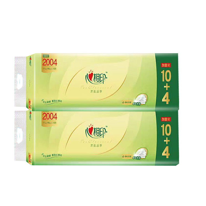 心相印无芯卷纸2004克茶语卫生纸14卷家庭装家用厕纸手纸4层