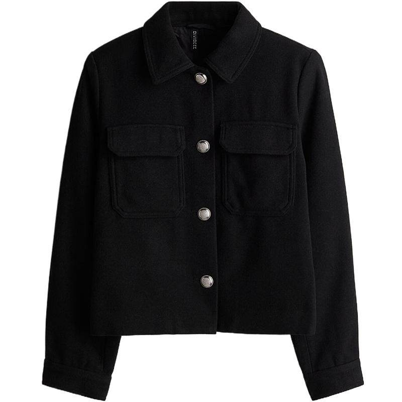 HM女装短外套春季miu系穿搭上衣修身翻领法式长袖夹克开衫1254857