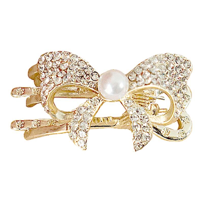 小巧蝴蝶结珍珠款小抓夹