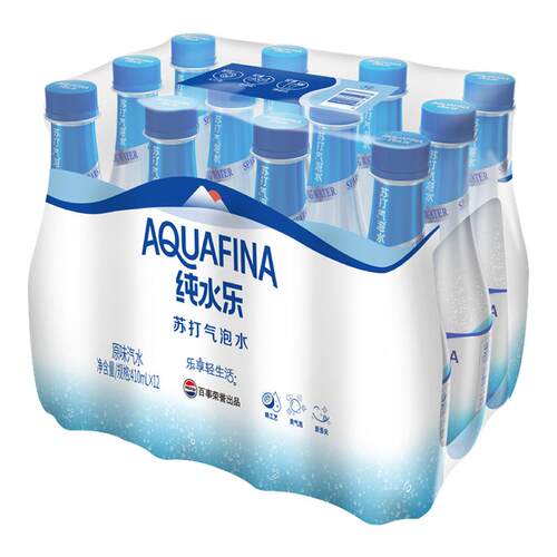 百事纯水乐苏打气泡水410ml*12瓶原味苏打水整箱0糖0脂0卡汽泡水