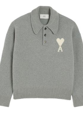 【季末甄选】Ami Paris 男女同款白色ADC宽松POLO衫 爱心毛衣