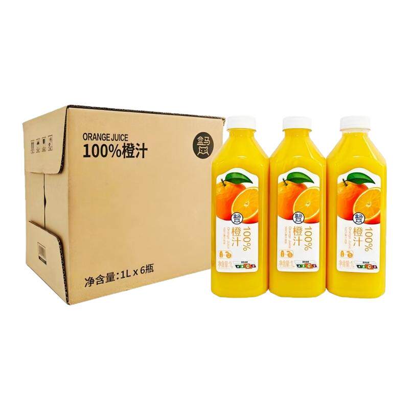 盒马 100%橙汁 1L*6瓶