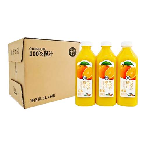 盒马 100%橙汁 1L*6瓶